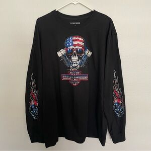 Harley Davidson Long Sleeve Shirt Men’s Size XL American Skull Patriot Shirt NEW